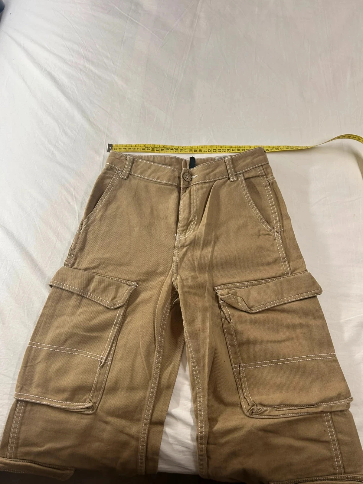 Brown beige wide leg divided h&m pants – photo 6